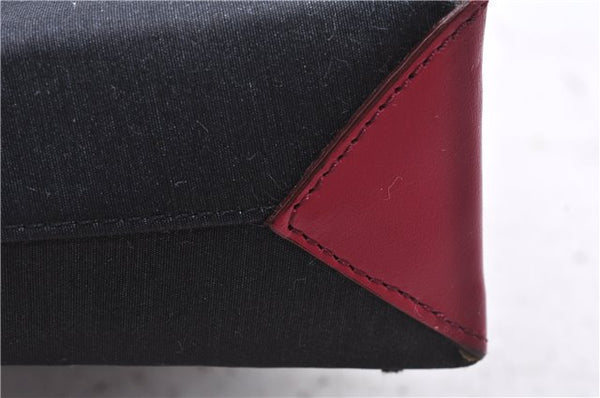 Authentic BURBERRY Nylon Leather Shoulder Hand Bag Black Red 2658E