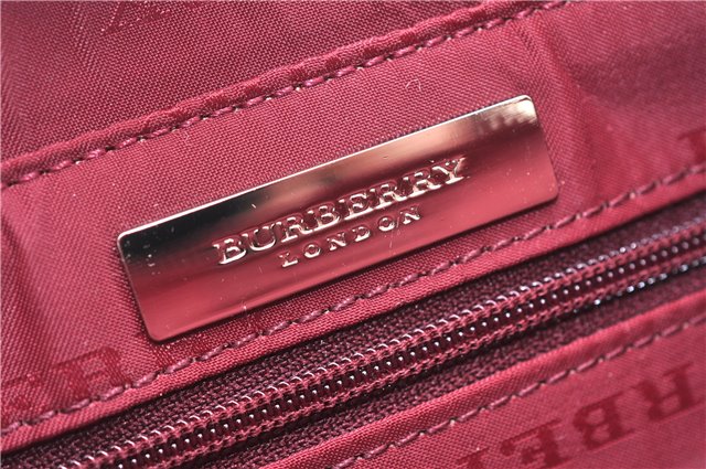 Authentic BURBERRY Nylon Leather Shoulder Hand Bag Black Red 2658E
