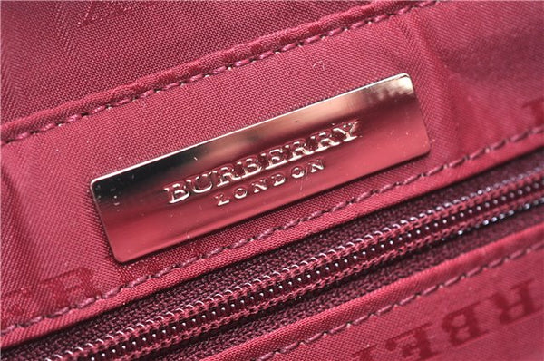 Authentic BURBERRY Nylon Leather Shoulder Hand Bag Black Red 2658E