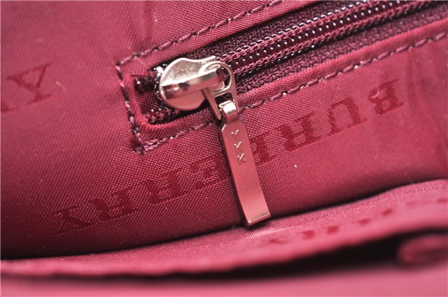 Authentic BURBERRY Nylon Leather Shoulder Hand Bag Black Red 2658E