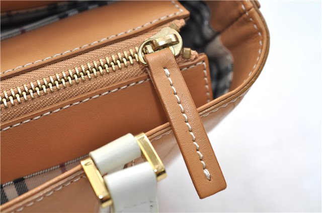Authentic BURBERRY Vintage Leather Shoulder Hand Bag Purse Brown 2659E