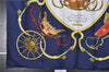 Authentic HERMES Carre 90 Scarf "SPRINGS" Silk Navy Box 2664F