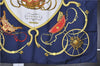 Authentic HERMES Carre 90 Scarf "SPRINGS" Silk Navy Box 2664F