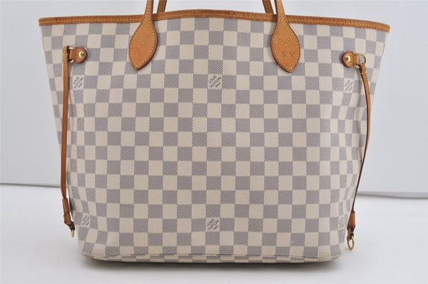 Authentic Louis Vuitton Damier Azur Neverfull MM Tote Bag N51107 LV 2665I