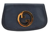 Authentic GUCCI Blondie Vintage Clutch Hand Bag Purse Leather Navy Blue 2667I