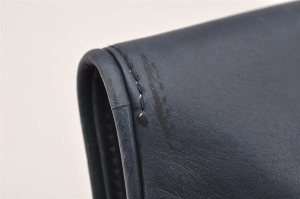 Authentic GUCCI Blondie Vintage Clutch Hand Bag Purse Leather Navy Blue 2667I