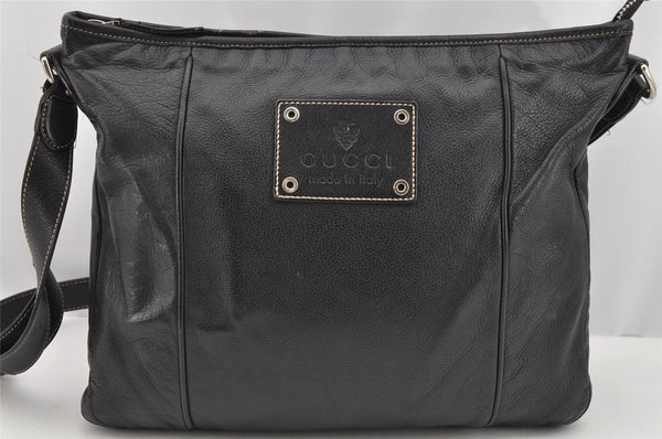 Authentic GUCCI Hysteria Vintage Shoulder Cross Body Bag Leather Black 2668I