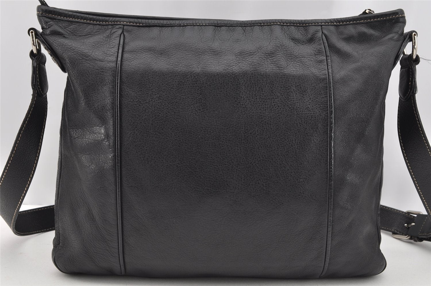 Authentic GUCCI Hysteria Vintage Shoulder Cross Body Bag Leather Black 2668I