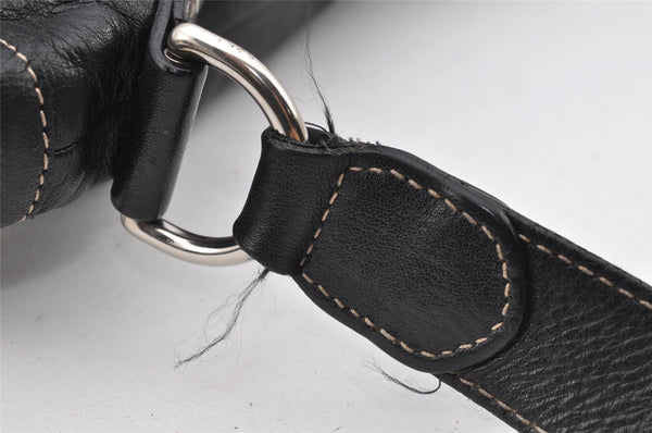 Authentic GUCCI Hysteria Vintage Shoulder Cross Body Bag Leather Black 2668I