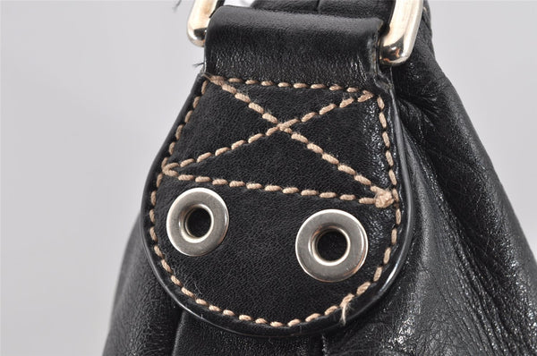 Authentic GUCCI Hysteria Vintage Shoulder Cross Body Bag Leather Black 2668I