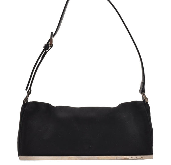 Authentic FENDI Vintage Shoulder Bag Purse Jersey Leather Black 2669I