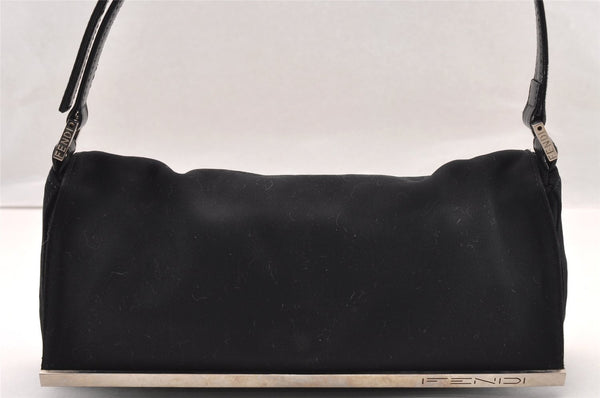 Authentic FENDI Vintage Shoulder Bag Purse Jersey Leather Black 2669I