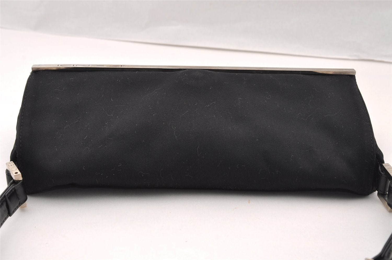 Authentic FENDI Vintage Shoulder Bag Purse Jersey Leather Black 2669I