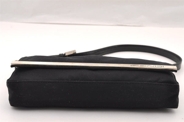 Authentic FENDI Vintage Shoulder Bag Purse Jersey Leather Black 2669I