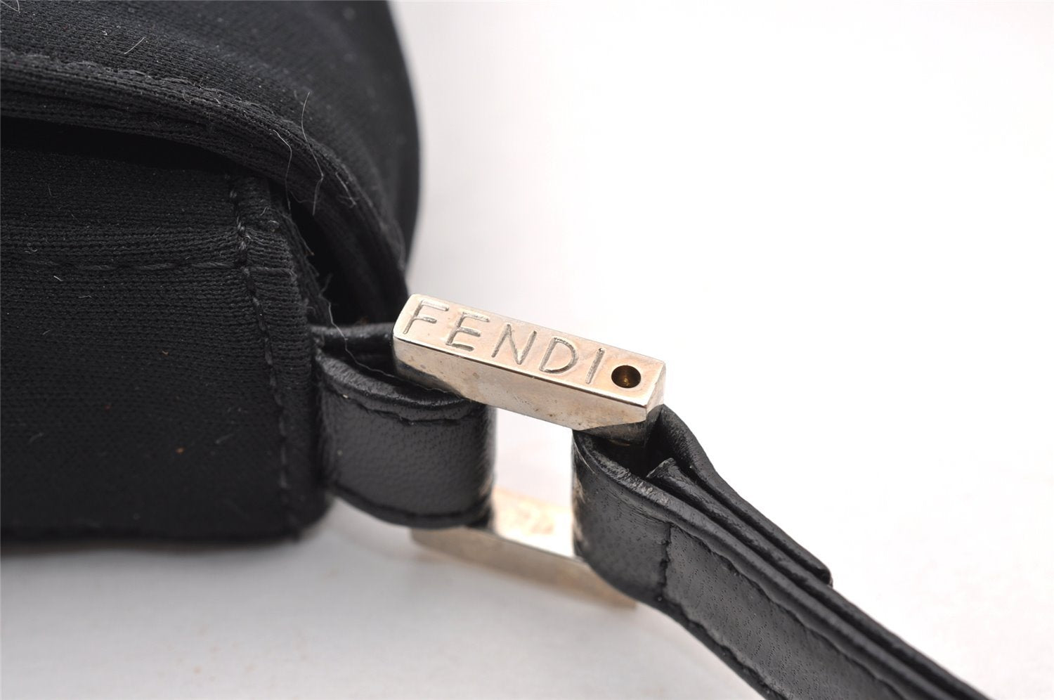 Authentic FENDI Vintage Shoulder Bag Purse Jersey Leather Black 2669I