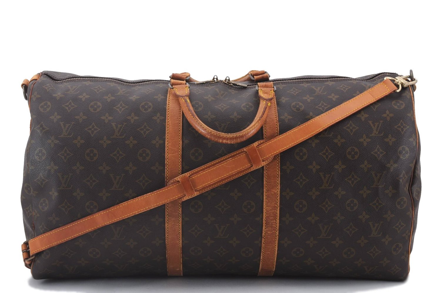 Auth Louis Vuitton Monogram Keepall Bandouliere 60 Boston Bag M41412 LV 2670D