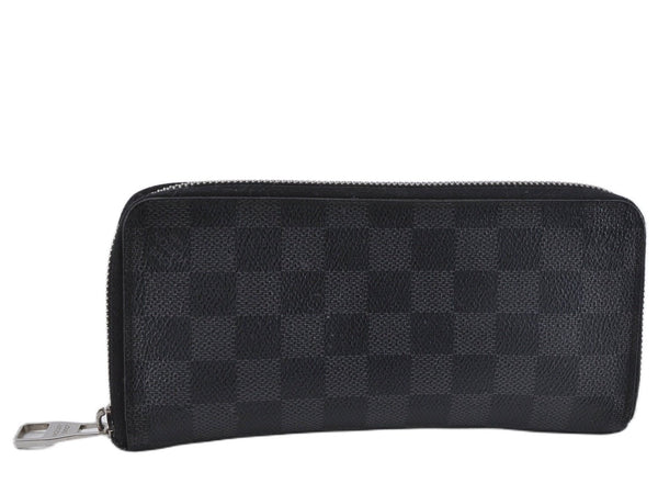 Authentic Louis Vuitton Damier Graphite Zippy Wallet Vertical N63095 LV 2672F