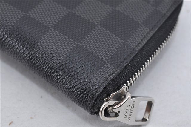 Authentic Louis Vuitton Damier Graphite Zippy Wallet Vertical N63095 LV 2672F