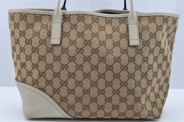 Authentic GUCCI New Britt Shoulder Tote Bag GG Canvas Leather 169946 Brown 2672I