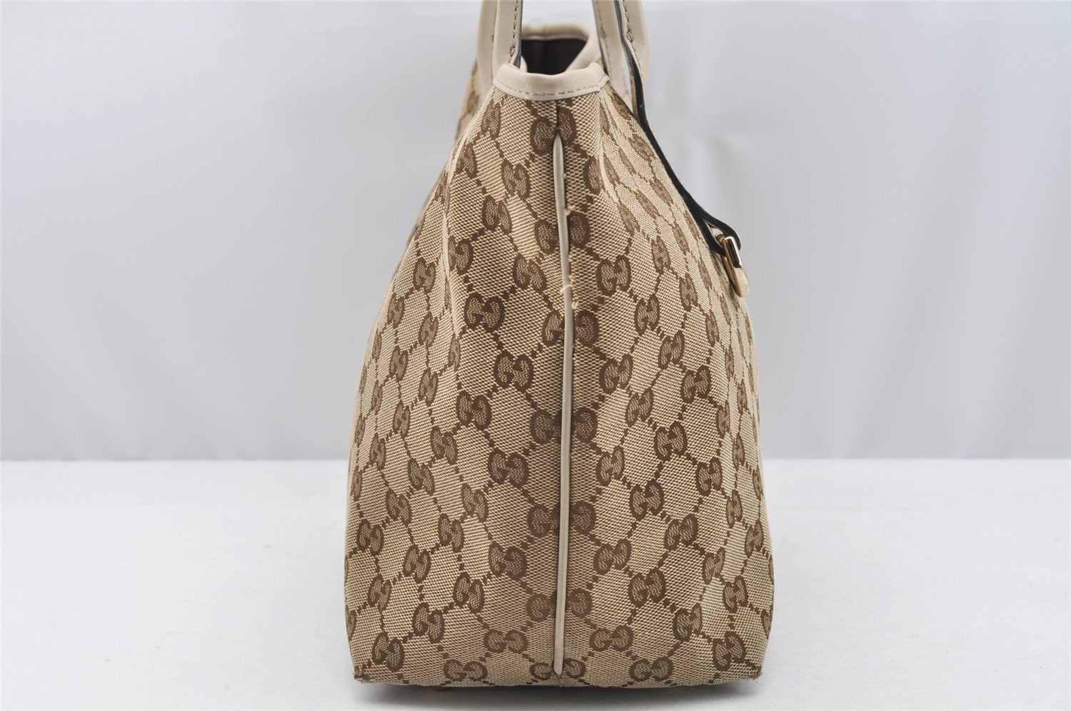 Authentic GUCCI New Britt Shoulder Tote Bag GG Canvas Leather 169946 Brown 2672I