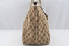 Authentic GUCCI New Britt Shoulder Tote Bag GG Canvas Leather 169946 Brown 2672I