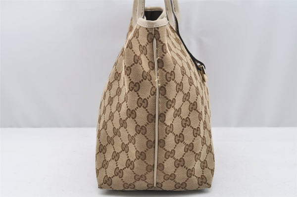 Authentic GUCCI New Britt Shoulder Tote Bag GG Canvas Leather 169946 Brown 2672I