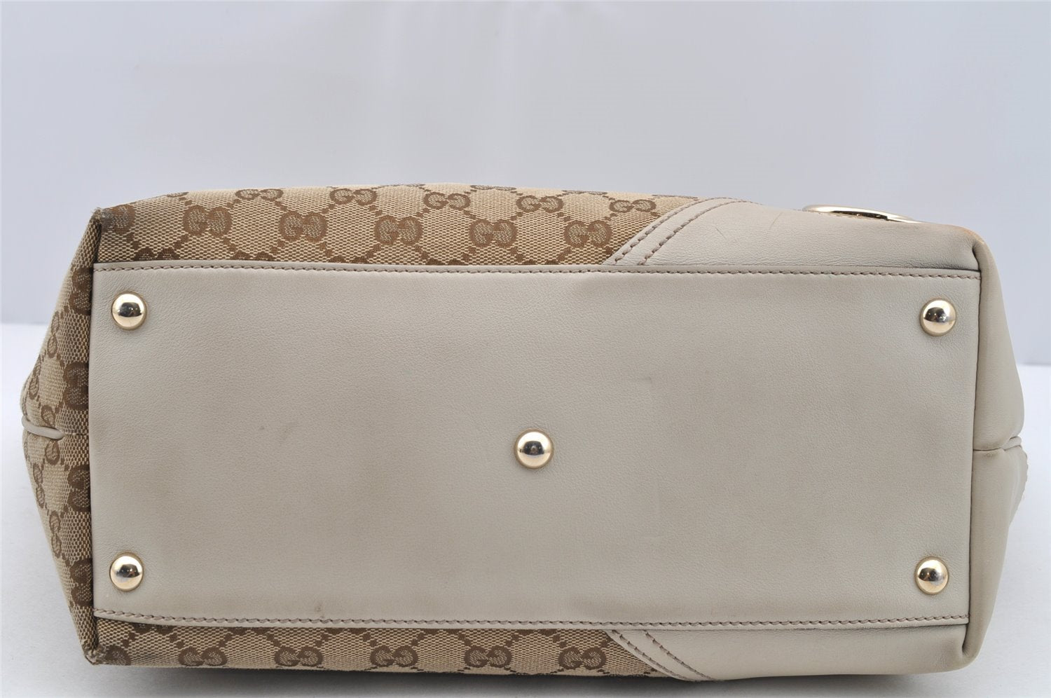 Authentic GUCCI New Britt Shoulder Tote Bag GG Canvas Leather 169946 Brown 2672I