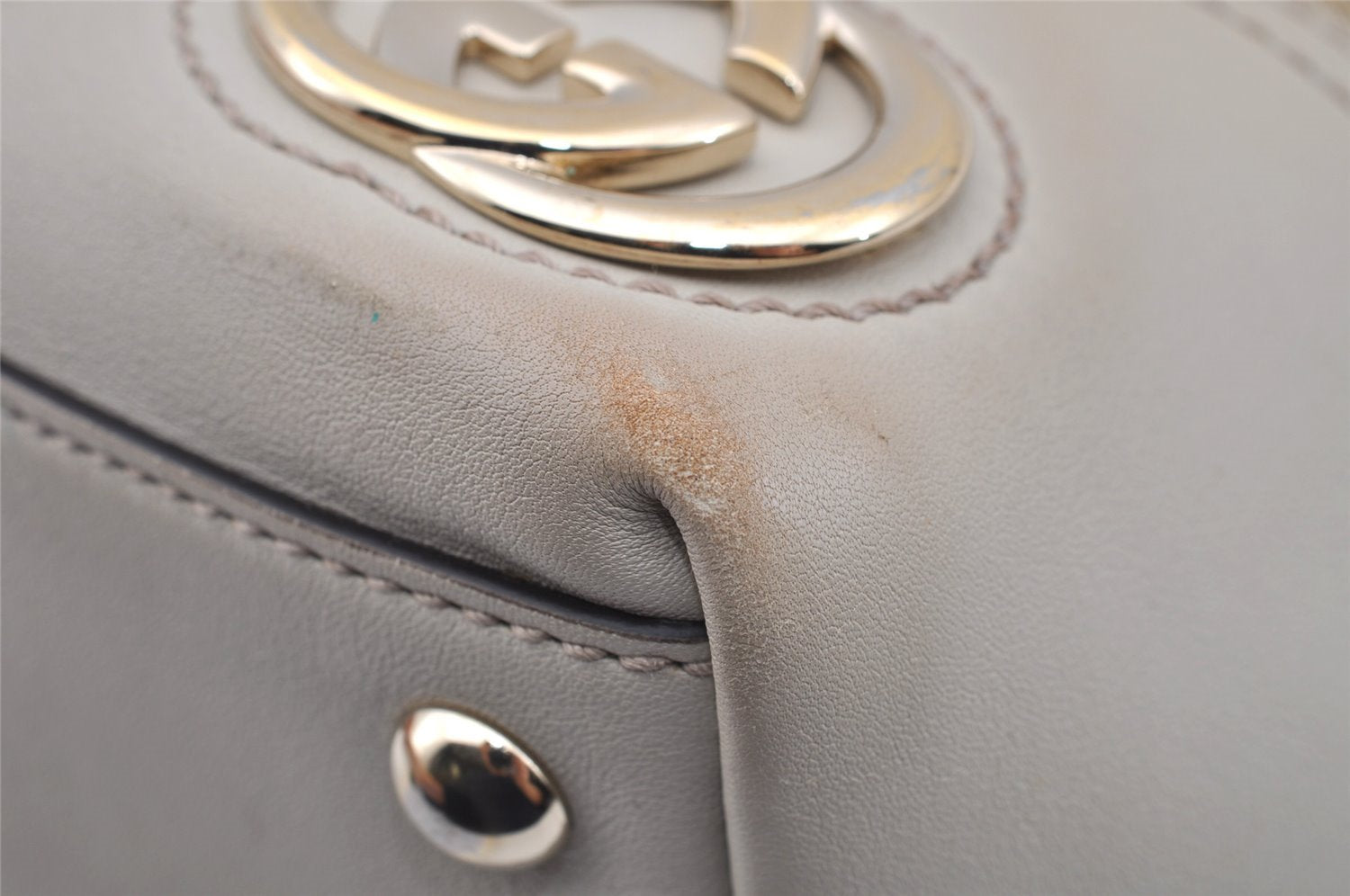 Authentic GUCCI New Britt Shoulder Tote Bag GG Canvas Leather 169946 Brown 2672I