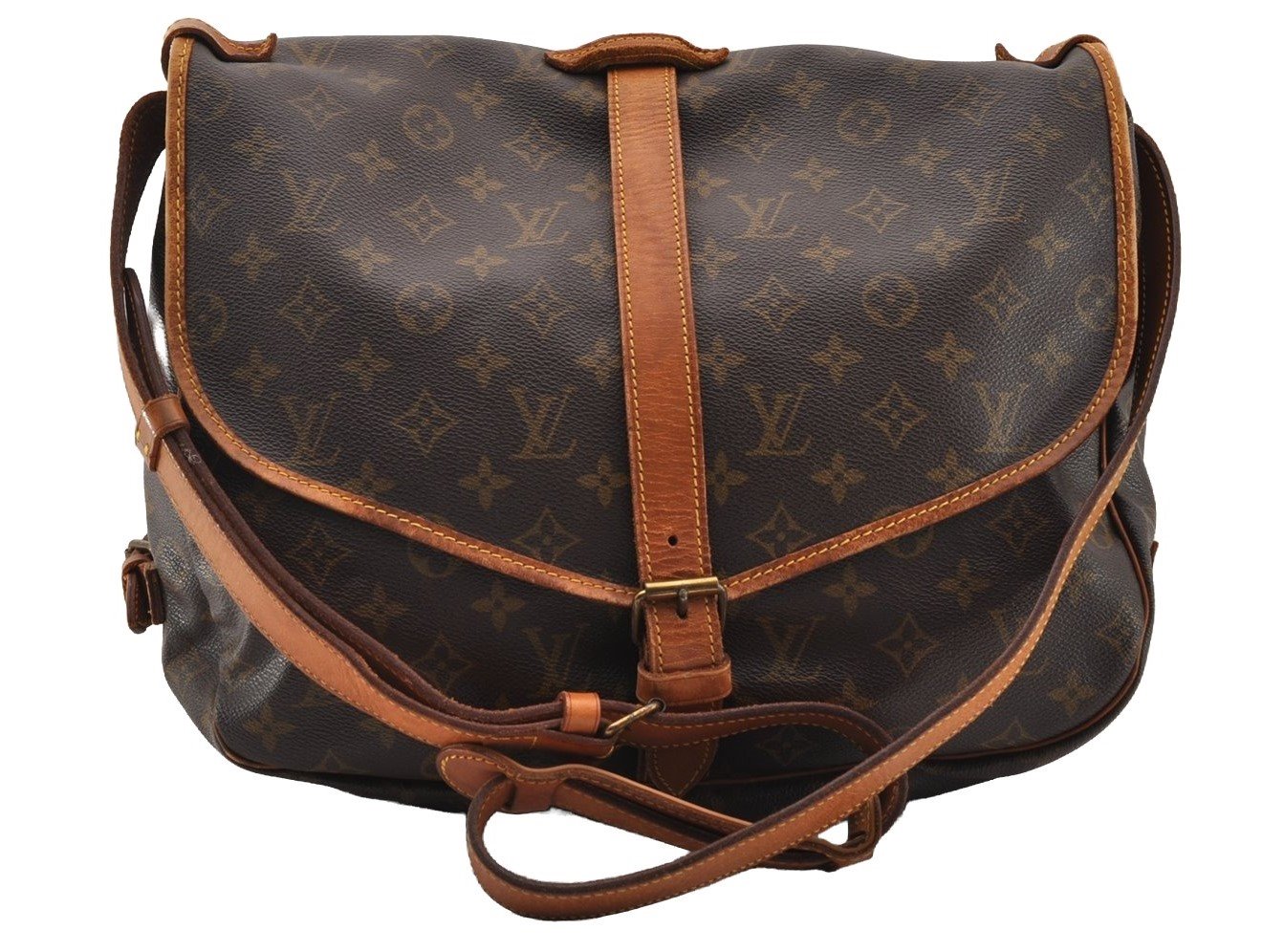 Authentic Louis Vuitton Monogram Saumur 35 Shoulder Cross Bag M42254 LV 2673I