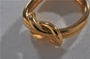 Authentic HERMES Scarf Ring Atame Circle Knot Design Gold Tone Box 2674F