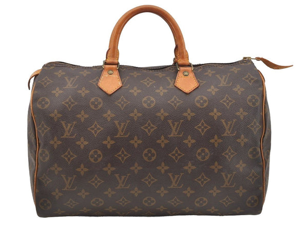 Authentic Louis Vuitton Monogram Speedy 35 Hand Boston Bag M41524 LV 2675I