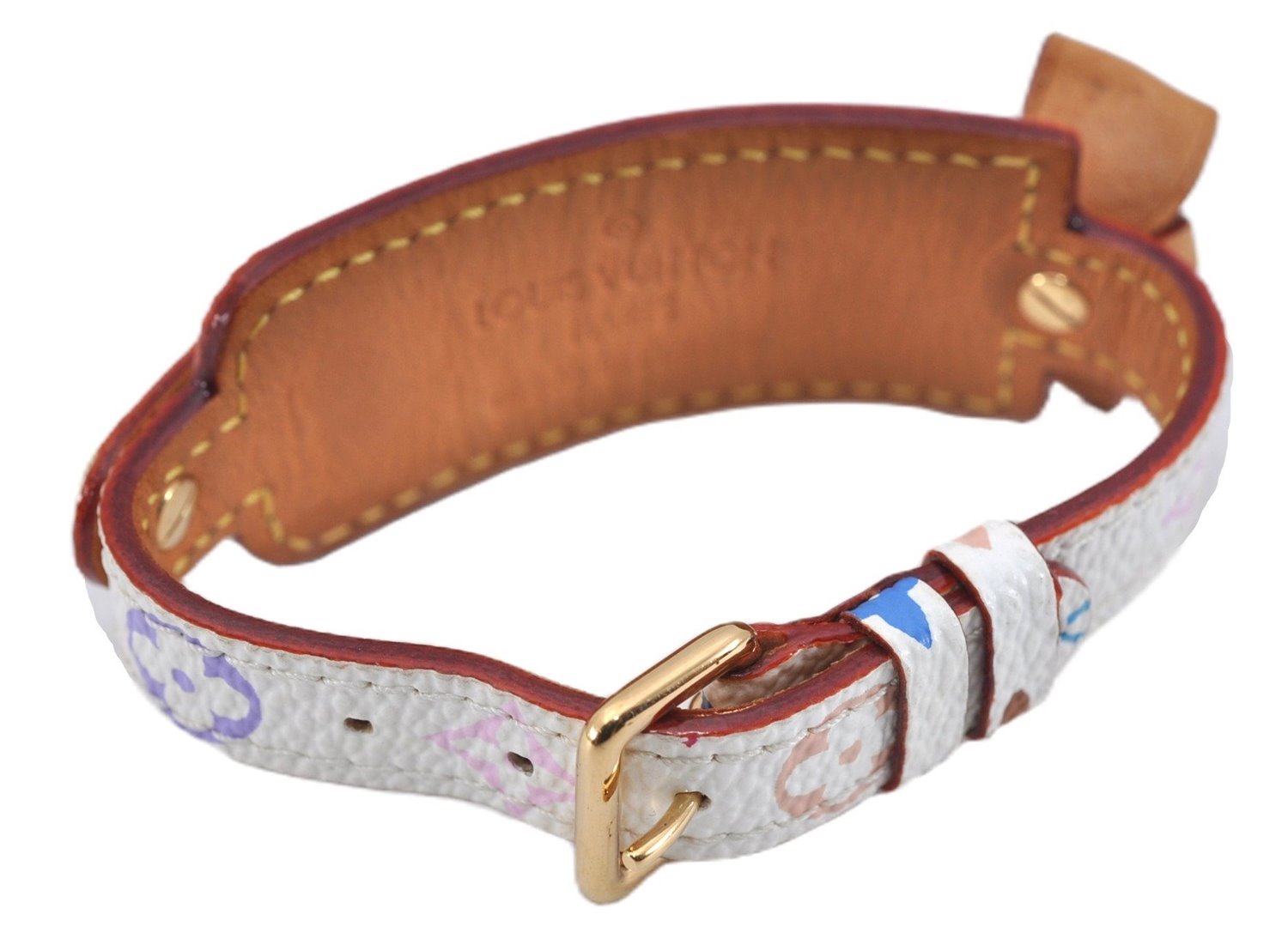 Auth Louis Vuitton Monogram Multicolor Bracelet Porto Address M92594 White 2676F