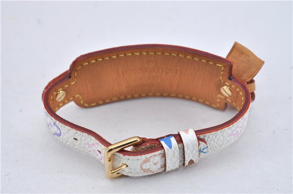 Auth Louis Vuitton Monogram Multicolor Bracelet Porto Address M92594 White 2676F