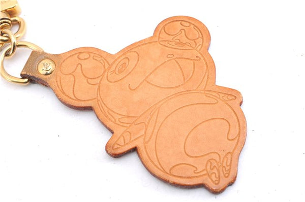 Auth Louis Vuitton Porte Cles Panda Charm Key Ring Leather Gold M62637 LV 2678E