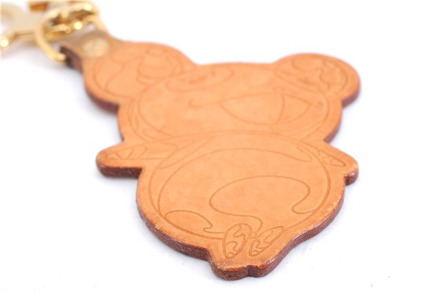 Auth Louis Vuitton Porte Cles Panda Charm Key Ring Leather Gold M62637 LV 2678E