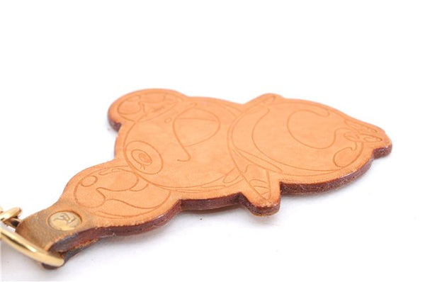 Auth Louis Vuitton Porte Cles Panda Charm Key Ring Leather Gold M62637 LV 2678E