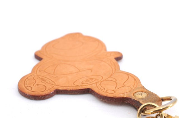Auth Louis Vuitton Porte Cles Panda Charm Key Ring Leather Gold M62637 LV 2678E