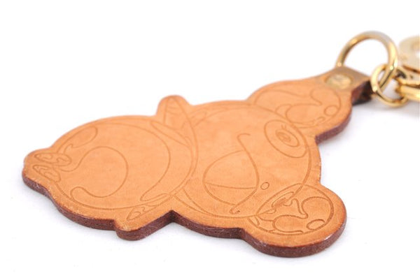 Auth Louis Vuitton Porte Cles Panda Charm Key Ring Leather Gold M62637 LV 2678E