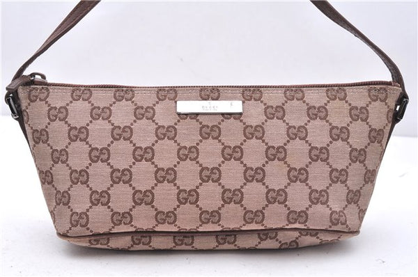 Authentic GUCCI Accessory Hand Pouch Purse GG Canvas Leather 0391103 Brown 2679E