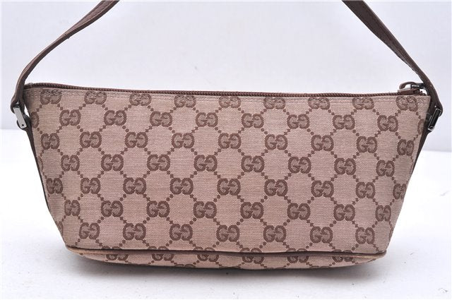 Authentic GUCCI Accessory Hand Pouch Purse GG Canvas Leather 0391103 Brown 2679E