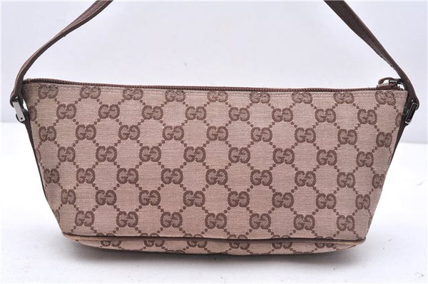 Authentic GUCCI Accessory Hand Pouch Purse GG Canvas Leather 0391103 Brown 2679E