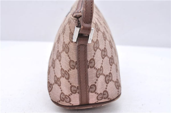 Authentic GUCCI Accessory Hand Pouch Purse GG Canvas Leather 0391103 Brown 2679E