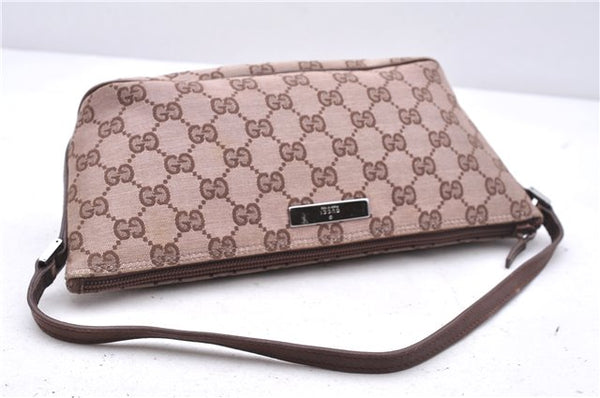 Authentic GUCCI Accessory Hand Pouch Purse GG Canvas Leather 0391103 Brown 2679E