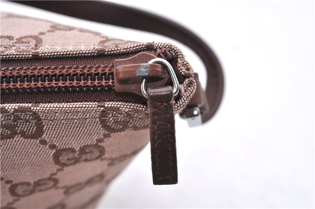 Authentic GUCCI Accessory Hand Pouch Purse GG Canvas Leather 0391103 Brown 2679E