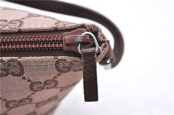 Authentic GUCCI Accessory Hand Pouch Purse GG Canvas Leather 0391103 Brown 2679E