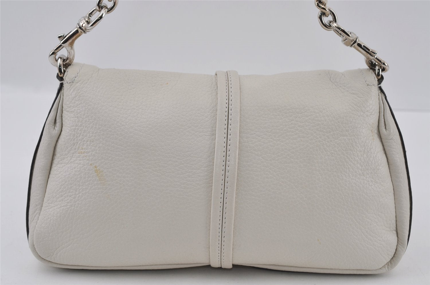 Authentic GUCCI Bamboo Chain Shoulder Hand Bag Purse Leather 235320 White 2680I