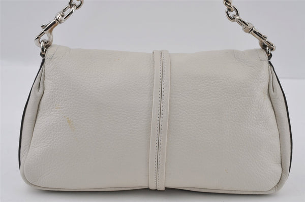 Authentic GUCCI Bamboo Chain Shoulder Hand Bag Purse Leather 235320 White 2680I