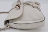 Authentic GUCCI Bamboo Chain Shoulder Hand Bag Purse Leather 235320 White 2680I