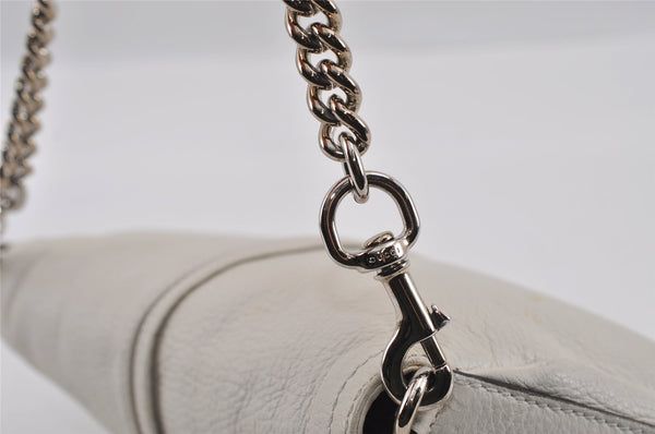 Authentic GUCCI Bamboo Chain Shoulder Hand Bag Purse Leather 235320 White 2680I