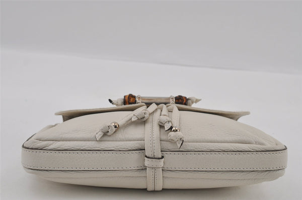 Authentic GUCCI Bamboo Chain Shoulder Hand Bag Purse Leather 235320 White 2680I